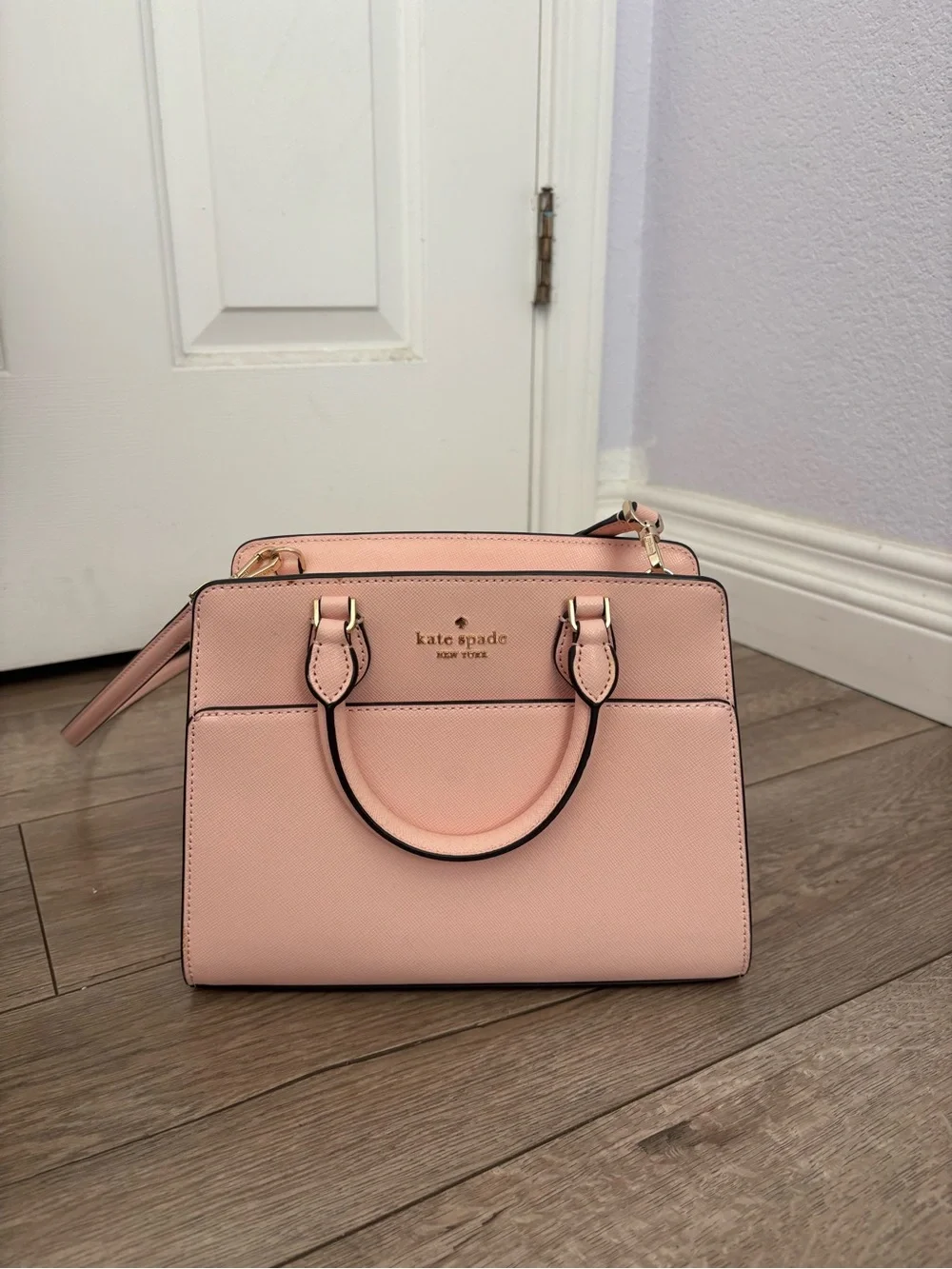 kate spade Pink Leather Double-Handle Satchel with Gold Hardware